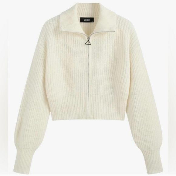 4X CIDER Zippered Knit V-Neck Polo Cardigan - Picture 1 of 5